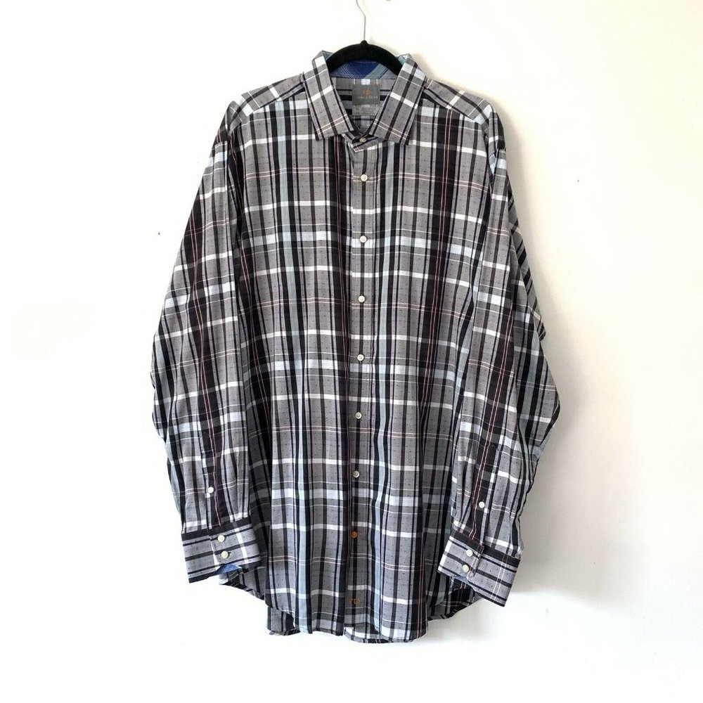 Thomas Dean XXL Plaid Button Down Dress Shirt